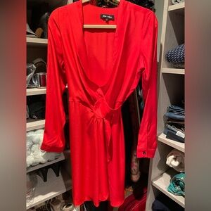 Silk long-sleeved wrap dress by Alex + Alex, size large.